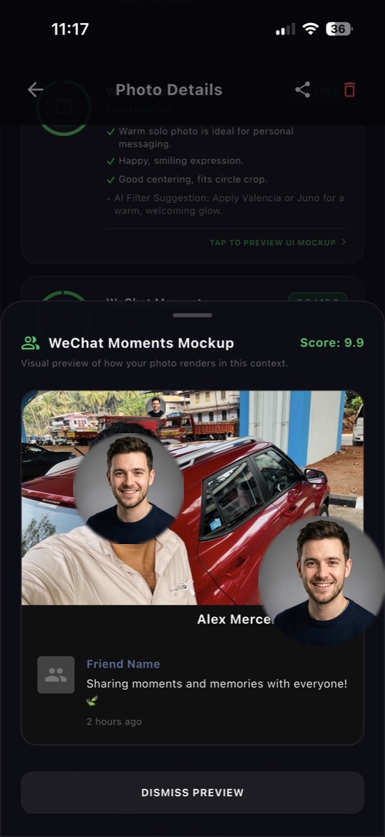 WeChat moments mockup